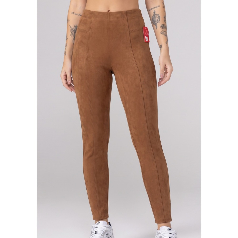 🧡NWT Spanx Faux Suede Leggings Women L Rich Carmael Petite LP High Rise Luxe